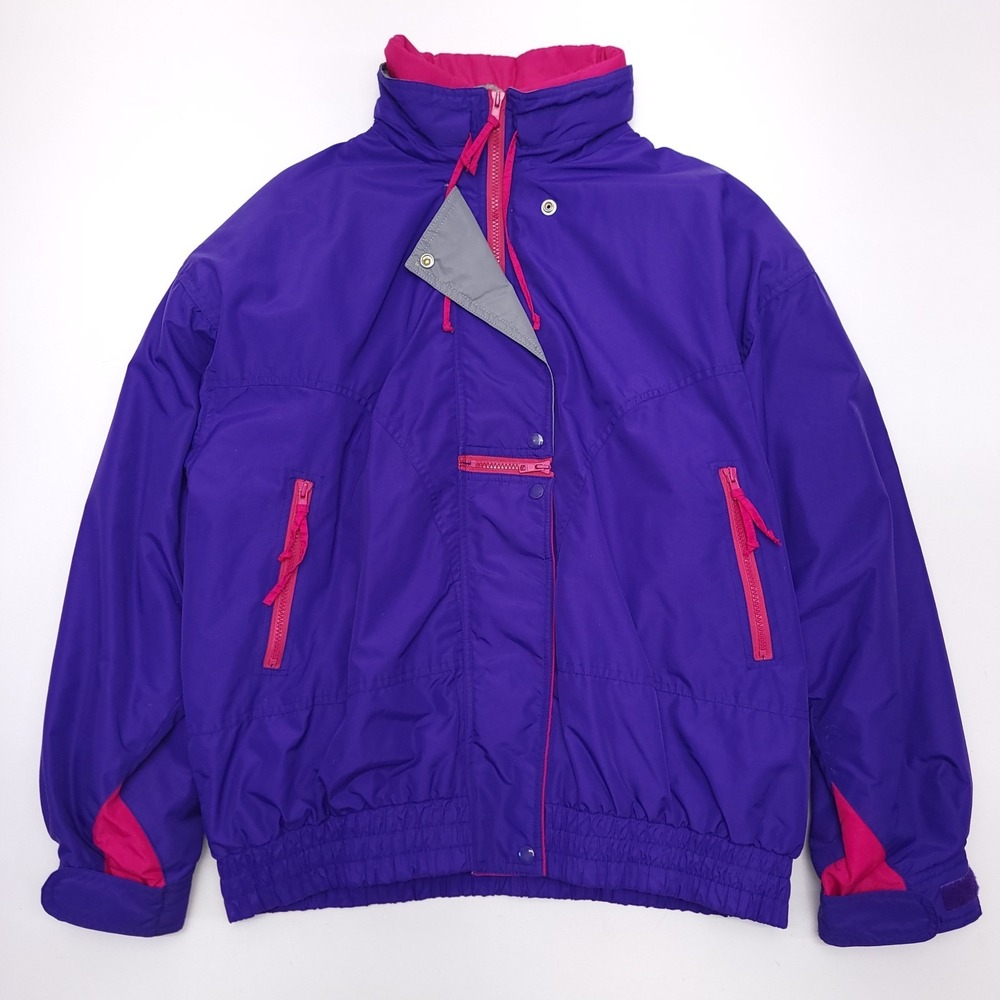 Vintage Cabin Creek Purple Pink Colorblock Fleece Lined Windbreaker Jacket 1X/S